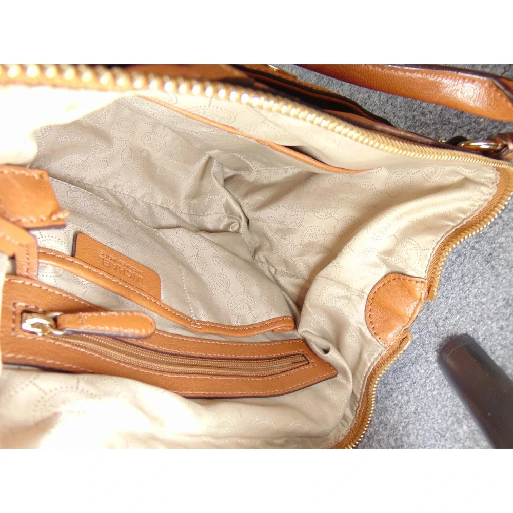 Michael Kors Hamilton Satchel Tan‎ Leather Gold Padlock Luxury Boho Chic Bag